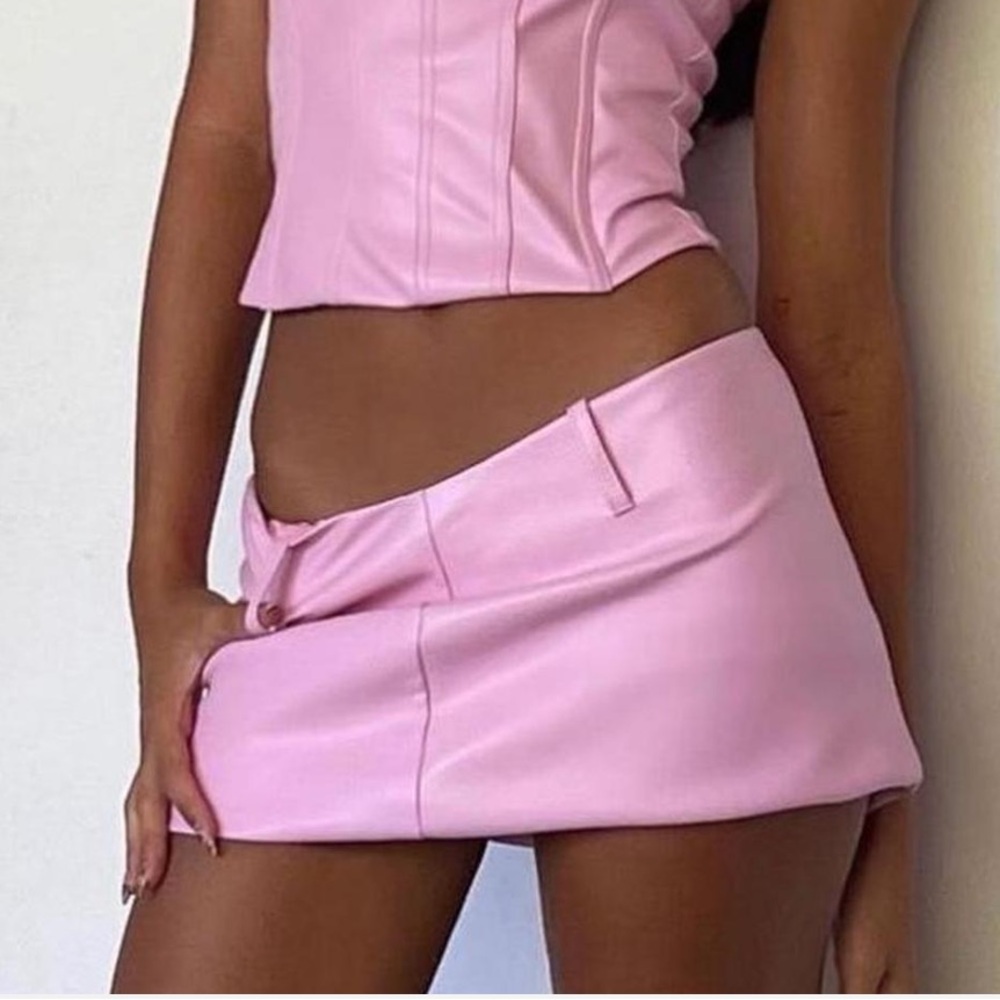 Barbie Pink Tiger Mist Leather Mini Skirt XS
